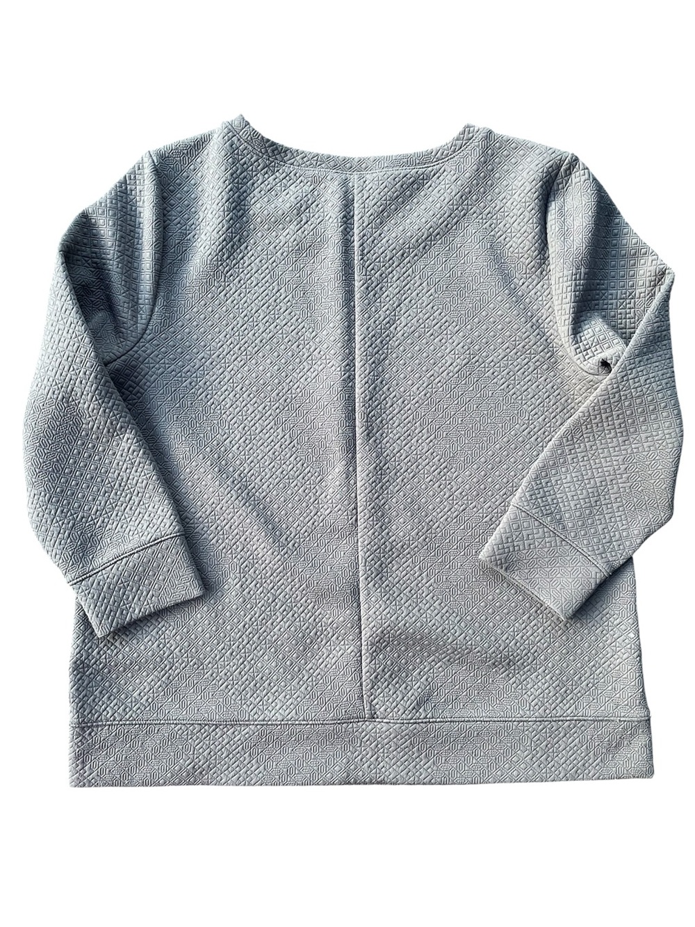 LOFT Textured Crewneck Top with 3/4 length sleeves- Gray - Picture 2 of 4